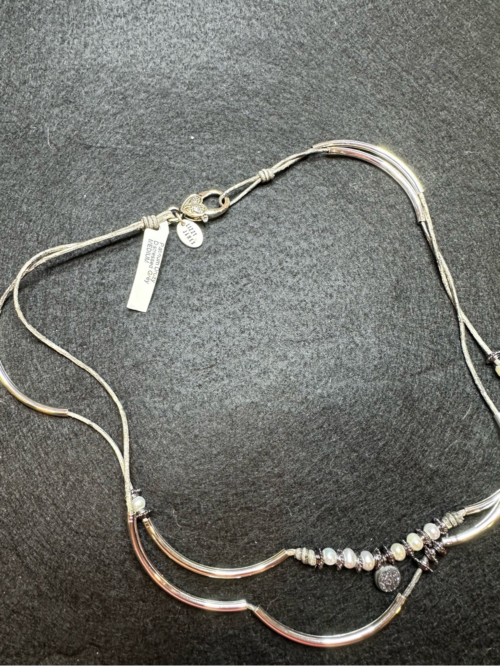 Lizzy James Platinum Druzy Distressed Grey Medium Bracelet